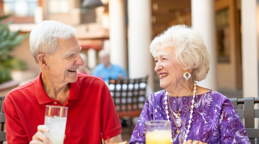 a senior couple sharing a meal