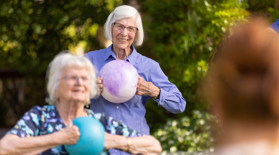 seniors exercising with balls