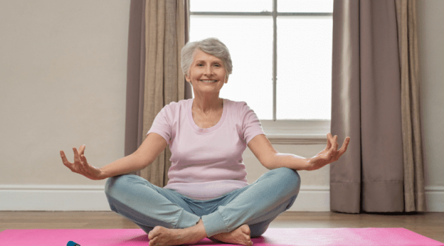 a senior doing yoga